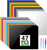 🎨 47 pack 12"x10" htv heat transfer vinyl bundle for diy t-shirts fabrics – easy cut & weed, 20 assorted colors with 3 pcs weeding tools set – perfect for silhouette cameo or heat press machine logo