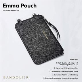 img 2 attached to 📱 Bandolier Emma Zip Pouch - Black/Pewter: Convenient Phone Case with Detachable Strap Available