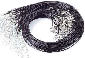 img 3 attached to Keyzone 100 Pcs 18 Inches 1.5mm Black Waxed Necklace Cord with Lobster Clasp - Ideal for Jewelry Making Projects
