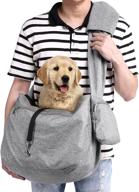 🐾 extra-large pet sling carrier by ownpets - hands-free reversible dog/cat bag for outdoor travel hiking, fits 15 to 25lbs, adjustable strap, shoulder padding, and convenient pocket logo