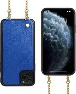 📱 jlfch iphone 11 pro crossbody case with card holder and strap - blue | phone bag for apple iphone 11 pro 5.8 inch logo