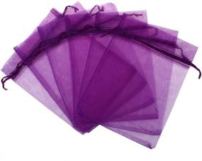 img 4 attached to 🎁 Set of 50 KUPOO 7x9 Inch Drawstring Organza Pouches - Durable Wedding Favor, Gift, and Candy Bags in Stylish Purple