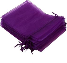 img 3 attached to 🎁 Set of 50 KUPOO 7x9 Inch Drawstring Organza Pouches - Durable Wedding Favor, Gift, and Candy Bags in Stylish Purple