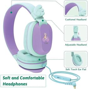 img 3 attached to Riwbox CS6 Kids Headphones: Lightweight Foldable Stereo Headset with Mic and Volume Control - Perfect for iPad/iPhone/PC/Kindle/Tablet (Purple & Green)