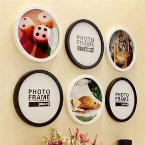 img 2 attached to 🖼️ Freahap Round Wooden Photo Frame Wall Decor- Black, 8 inch