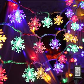 img 4 attached to 🎄 Multicolor Christmas Snowflake String Lights - 49ft, 100 LED Fairy Lights with 8 Modes, Waterproof Plug in for Christmas Decorations, Bedroom, Party, Home, Christmas Tree