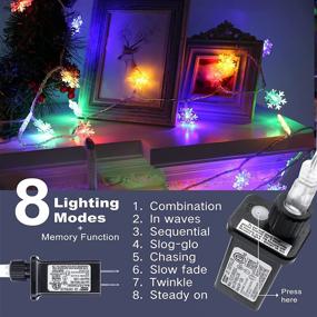 img 3 attached to 🎄 Multicolor Christmas Snowflake String Lights - 49ft, 100 LED Fairy Lights with 8 Modes, Waterproof Plug in for Christmas Decorations, Bedroom, Party, Home, Christmas Tree