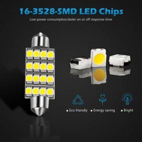 img 3 attached to 🔆 10pcs Partsam LED Bulbs - 6000K White Festoon 41mm 42mm 43mm, 16-3528-SMD, for Interior Lights Dome Map Trunk Cargo Area Lights, 570 578 6413 12V Lamps