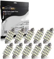 🔆 10pcs partsam led bulbs - 6000k white festoon 41mm 42mm 43mm, 16-3528-smd, for interior lights dome map trunk cargo area lights, 570 578 6413 12v lamps logo