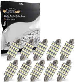 img 4 attached to 🔆 10pcs Partsam LED Bulbs - 6000K White Festoon 41mm 42mm 43mm, 16-3528-SMD, for Interior Lights Dome Map Trunk Cargo Area Lights, 570 578 6413 12V Lamps