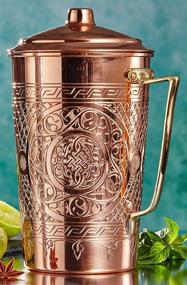 img 1 attached to 🍶 Engraved Copper Water Pitcher Jug with Lid - CopperBull Heavy Gauge 1mm, 2.2-Quart, Ideal for Moscow Mule Serving