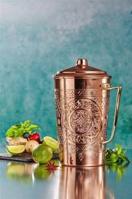 img 2 attached to 🍶 Engraved Copper Water Pitcher Jug with Lid - CopperBull Heavy Gauge 1mm, 2.2-Quart, Ideal for Moscow Mule Serving