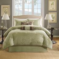 madison park comforter set in palm leaf green - all season hypoallergenic bedding with matching bed skirt & decorative pillows - queen size (90 in x 90 in) - freeport scenic design logo