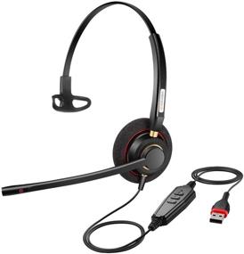 img 4 attached to 🎧 Premium USB Headset with Noise Cancelling Mic, Audio Controls – Perfect for Business, Call Centers, Skype, Webinars, UC &amp; Offices