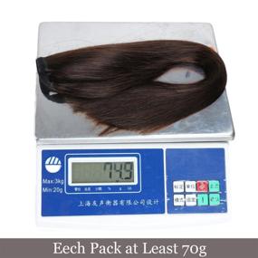img 2 attached to 💇 18 Inch Dark Brown Human Hair Extensions for Women - Straight Wrap Around Ponytail, 70g, Shade 2#