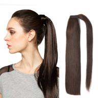 π 18 inch dark brown human hair extensions for women - straight wrap around ponytail, 70g, shade 2# logo