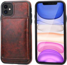 img 2 attached to KIHUWEY iPhone 11 Wallet Case with Credit Card Holder | Premium Leather Kickstand | Durable Shockproof Protective Cover for iPhone 11 6.1 Inch (Brown) - Enhanced SEO
