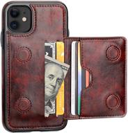 kihuwey iphone 11 wallet case with credit card holder | premium leather kickstand | durable shockproof protective cover for iphone 11 6.1 inch (brown) - enhanced seo logo