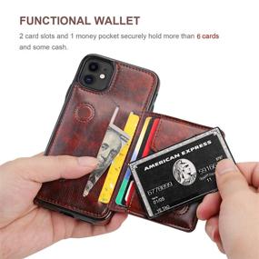 img 1 attached to KIHUWEY iPhone 11 Wallet Case with Credit Card Holder | Premium Leather Kickstand | Durable Shockproof Protective Cover for iPhone 11 6.1 Inch (Brown) - Enhanced SEO