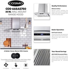 img 2 attached to 🔥 Upgrade Your Kitchen with the Stylish Cosmo COS-668AS750 30" Wall Mount Range Hood – Powerful, Sleek, and Convertible!