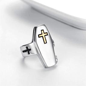 img 1 attached to 🎁 Valily Lorraine Cross Ring: Stylish Gold/Silver/Titanium Stainless Steel Signet Cross Rings for Men and Women, Size 6-15 - Perfect Gift!