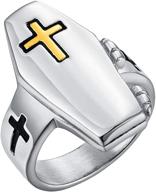 🎁 valily lorraine cross ring: stylish gold/silver/titanium stainless steel signet cross rings for men and women, size 6-15 - perfect gift! logo