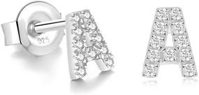 img 4 attached to Jewlpire 925 Sterling Silver Stud Earrings: Hypoallergenic Initial Letter Earrings in 18K Gold Plating