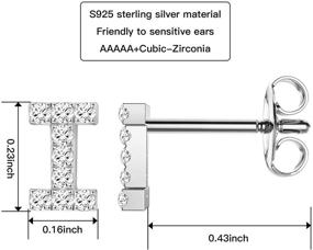img 3 attached to Jewlpire 925 Sterling Silver Stud Earrings: Hypoallergenic Initial Letter Earrings in 18K Gold Plating