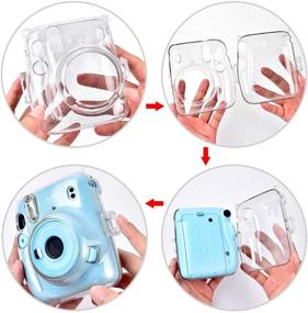 img 1 attached to 📸 SAIKA Instax Mini 11 Protective Crystal Case: Hard Glitter PVC Cover with Cute Adjustable Shoulder Strap - Compatible with Fujifilm Instant Film Camera