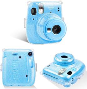 img 3 attached to 📸 SAIKA Instax Mini 11 Protective Crystal Case: Hard Glitter PVC Cover with Cute Adjustable Shoulder Strap - Compatible with Fujifilm Instant Film Camera