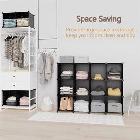 img 3 attached to 🗄️ 12-cube Portable Closet Organizer and Storage Shelves for Kids - Organize Your Closet, Bedroom, Bathroom, Office (11.8x11.8x11.8 inch, Black)