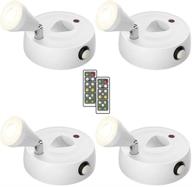 🔦 4-pack olafus indoor spot lights - battery operated led accent lights, dimmable puck light with remote control - 2700k warm white uplights for display, painting, picture artwork, closet logo