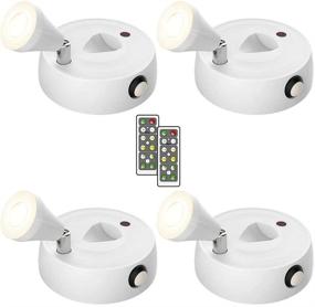 img 4 attached to 🔦 4-Pack Olafus Indoor Spot Lights - Battery Operated LED Accent Lights, Dimmable Puck Light with Remote Control - 2700K Warm White Uplights for Display, Painting, Picture Artwork, Closet