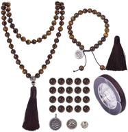 📿 sunnyclue 108 tiger eye gemstone mala beads kit - diy hand knotted necklace and adjustable bracelet set logo