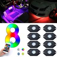 🌈 kawell 3rd generation rgb led rock lights - 8 pods with bluetooth controller, timing function, music mode, and multicolor neon led light kit logo