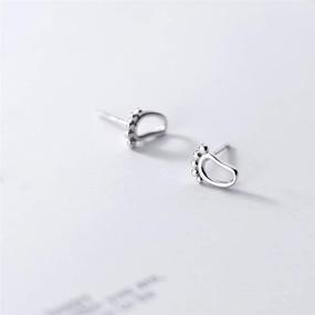 img 1 attached to Sterling Silver Mini Feet Stud Earring: Adorable Hollow Footprint Symbol for Women & Girls - Hypoallergenic Cartilage Piercing Jewelry Gift