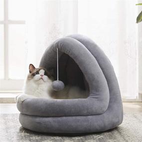 img 4 attached to 🐱 Large Indoor Cat Bed, Soft Cave Bed for Dogs and Small Cats - 2 in 1 Machine Washable Pet Tent, Western Home WH Cat Beds with Super Soft Material, Anti-Slip & Water-Resistant Bottom - Premium Pet Supplies