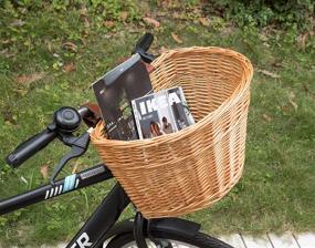 img 2 attached to 🚲 Stylish Vintiquewise Wicker Front Bike Basket - Faux Leather Straps Included (QI003420)