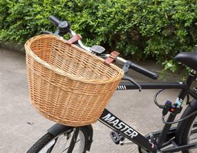 img 3 attached to 🚲 Stylish Vintiquewise Wicker Front Bike Basket - Faux Leather Straps Included (QI003420)