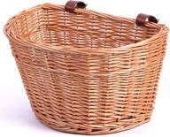 🚲 stylish vintiquewise wicker front bike basket - faux leather straps included (qi003420) logo