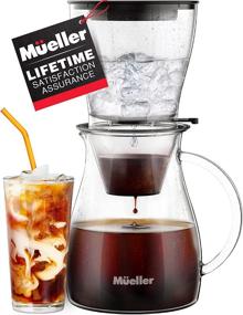 img 4 attached to ☕ Mueller QuickBrew Smooth Cold Brew Coffee and Tea Maker - 47 oz Dripper Iced Coffee Brewer with Adjustable Water Flow, Stainless Steel Filter, Borosilicate Glass Carafe