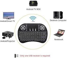 img 3 attached to 💻 Enhanced Mini 2.4GHz Wireless Keyboard: Multi Backlit, Rechargable Battery, Touchpad Mouse, Remote Control - For Android Smart TV Box, HTPC, PC, Pad, Xbox, PS3