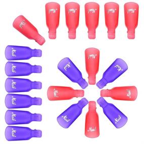 img 3 attached to 💅 Easy and Efficient Nail Polish Remover Wraps: eBoot Acrylic Nail Art Caps - 20 Pieces in Purple and Pink