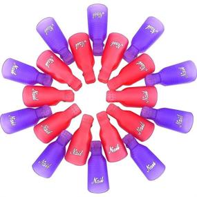 img 4 attached to 💅 Easy and Efficient Nail Polish Remover Wraps: eBoot Acrylic Nail Art Caps - 20 Pieces in Purple and Pink