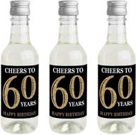 gold 60th birthday mini wine and champagne bottle label stickers - adult party 🍾 favor gift for women and men - set of 16 - from big dot of happiness логотип