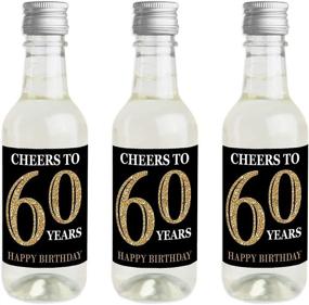 img 4 attached to Gold 60th Birthday Mini Wine and Champagne Bottle Label Stickers - Adult Party 🍾 Favor Gift for Women and Men - Set of 16 - from Big Dot of Happiness