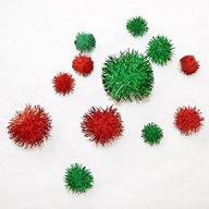 crafters square 80ct pack of tinsel sparkle pom-poms - perfect for holiday crafts! logo