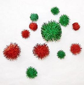 img 4 attached to Crafters Square 80ct Pack of Tinsel Sparkle Pom-Poms - Perfect for Holiday Crafts!