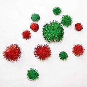 img 1 attached to Crafters Square 80ct Pack of Tinsel Sparkle Pom-Poms - Perfect for Holiday Crafts!