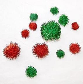 img 2 attached to Crafters Square 80ct Pack of Tinsel Sparkle Pom-Poms - Perfect for Holiday Crafts!